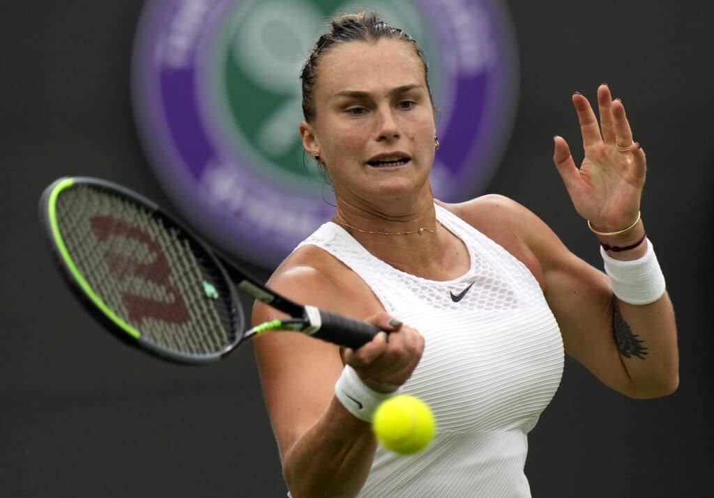 No. 2-seeded Aryna Sabalenka of Belarus is this year's first winner at Wimbledon.